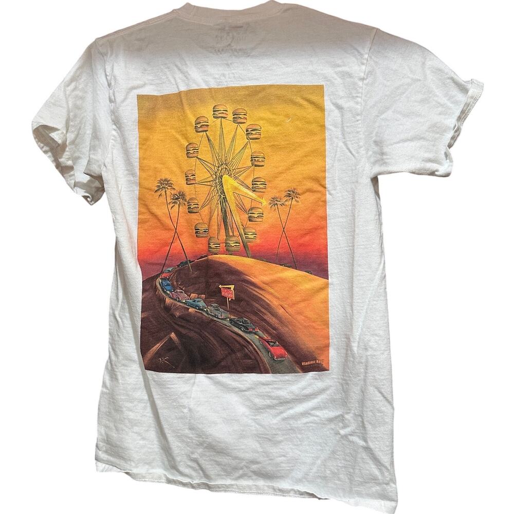 InNOut Burger T Shirt Women Size S White Graphic Print Ferris Wheel Logo Cotton